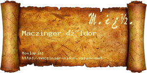 Maczinger Áldor névjegykártya